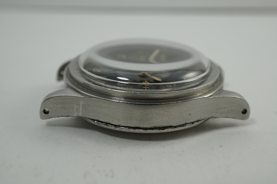 Early 1950's Chronograph gilt black dial stainless steel waterproof case for sale houston fabsuisse