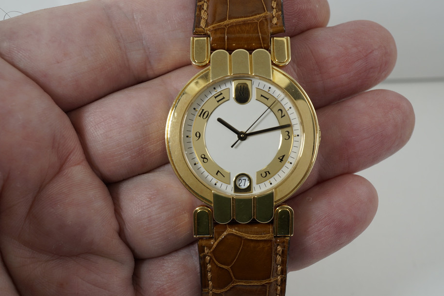 Harry Winston Premier Automatic Date 18k w/ factory yellow gold deployment c. 2010 all original pre owned for sale houston fabsuisse