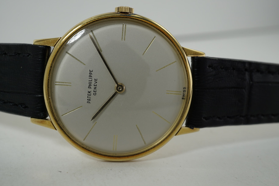 Patek Philippe 2592-1 Calatrava 18k yellow gold dates 1960's elegant dress watch vintage mechanical wind for sale houston fabsuisse