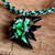 Blown Glass Green & Black Tropical Fish Pendant hemp necklace