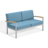 Travira Loveseat - Ice Blue with Natural and Flint