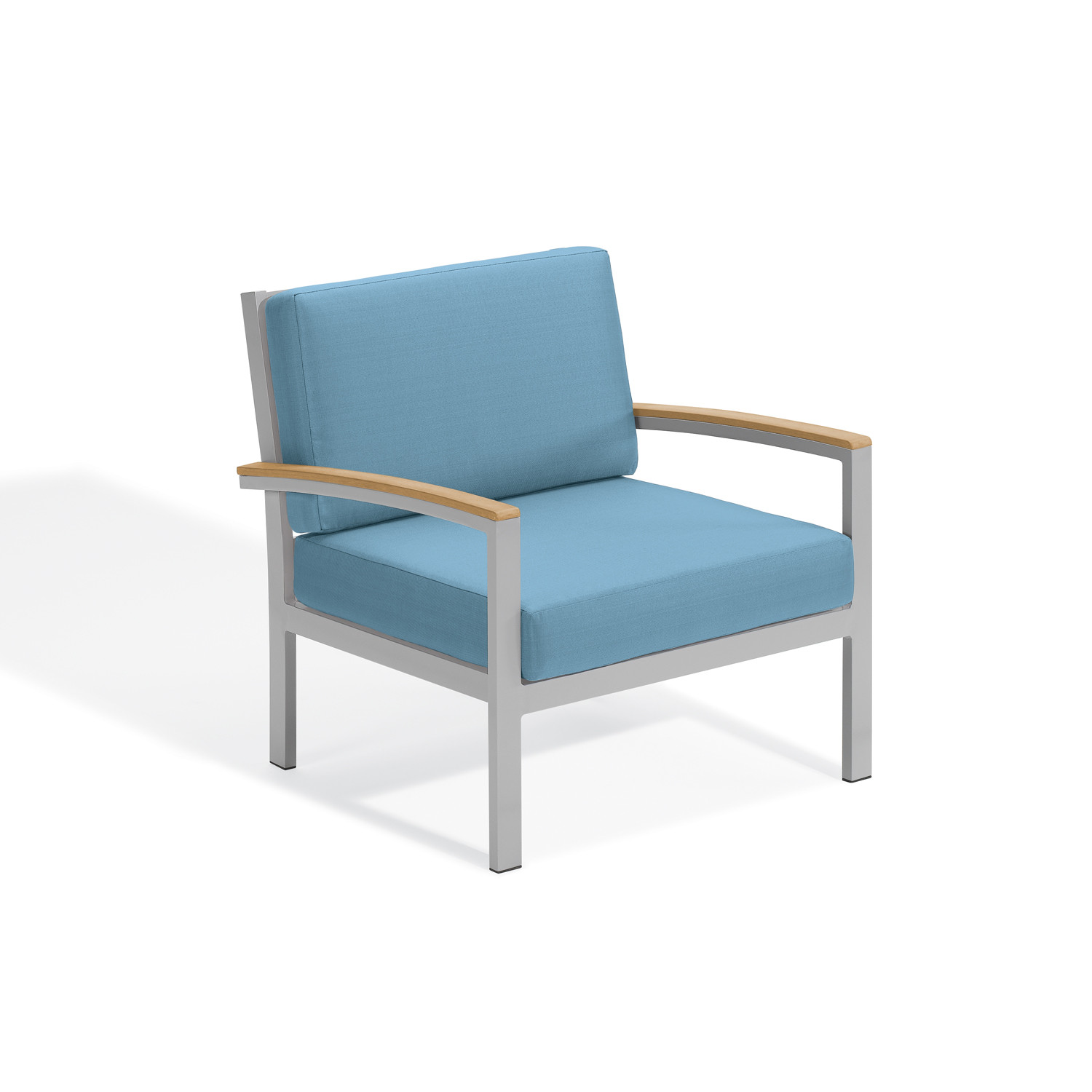 Travira Cushion Lounge Chair - Ice Blue with Natural and Flint
