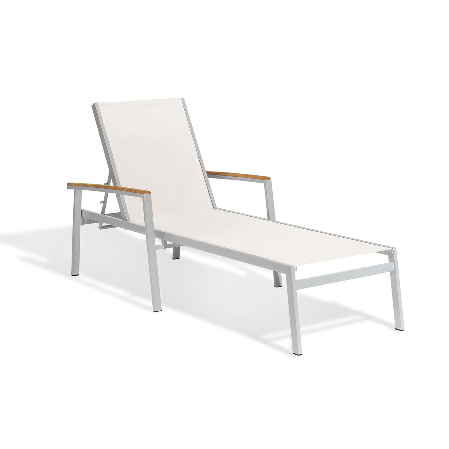 Travira Sling Chaise Lounge - Natural with Natural Tekwood and Flint