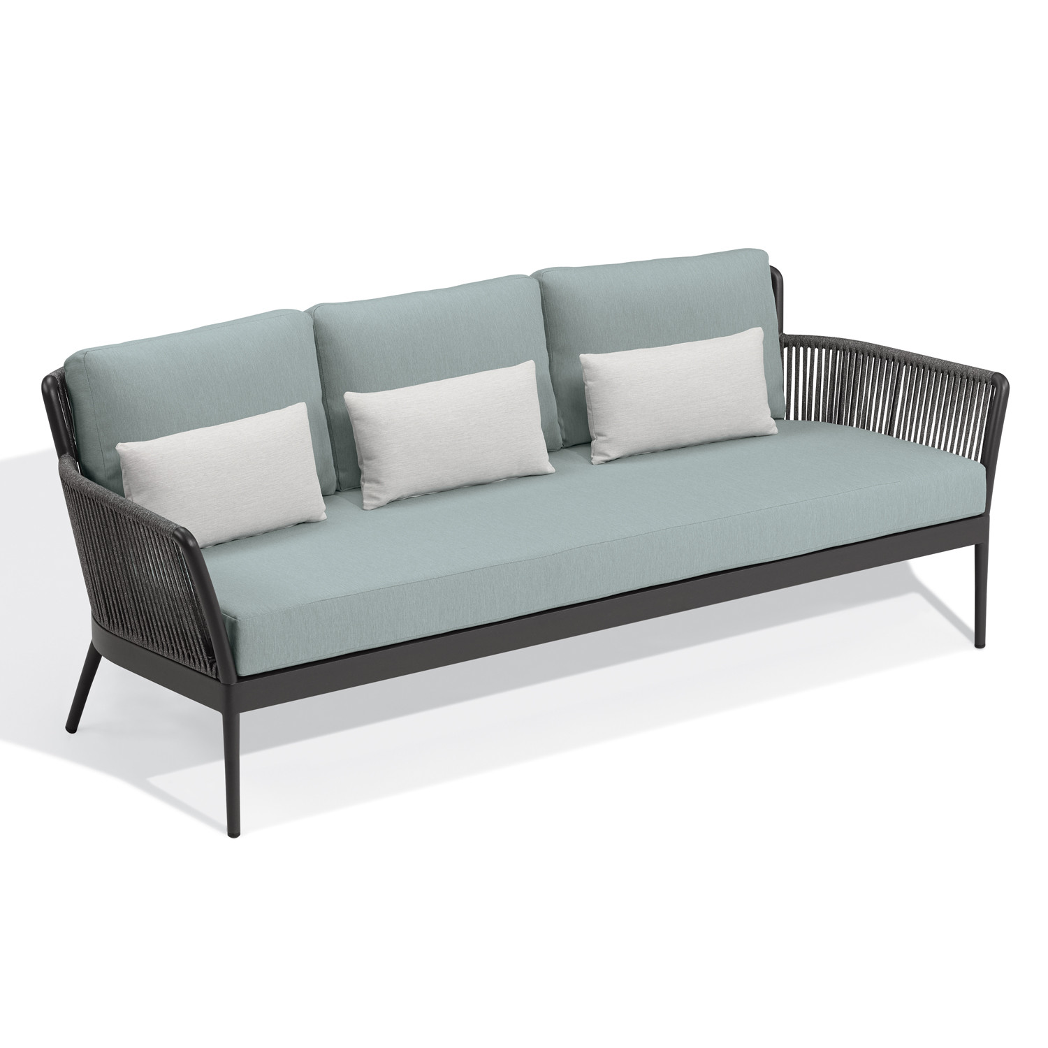 Nette Sofa with Lumbar Pillows - Pewter with Seafoam, Salt, and Carbon