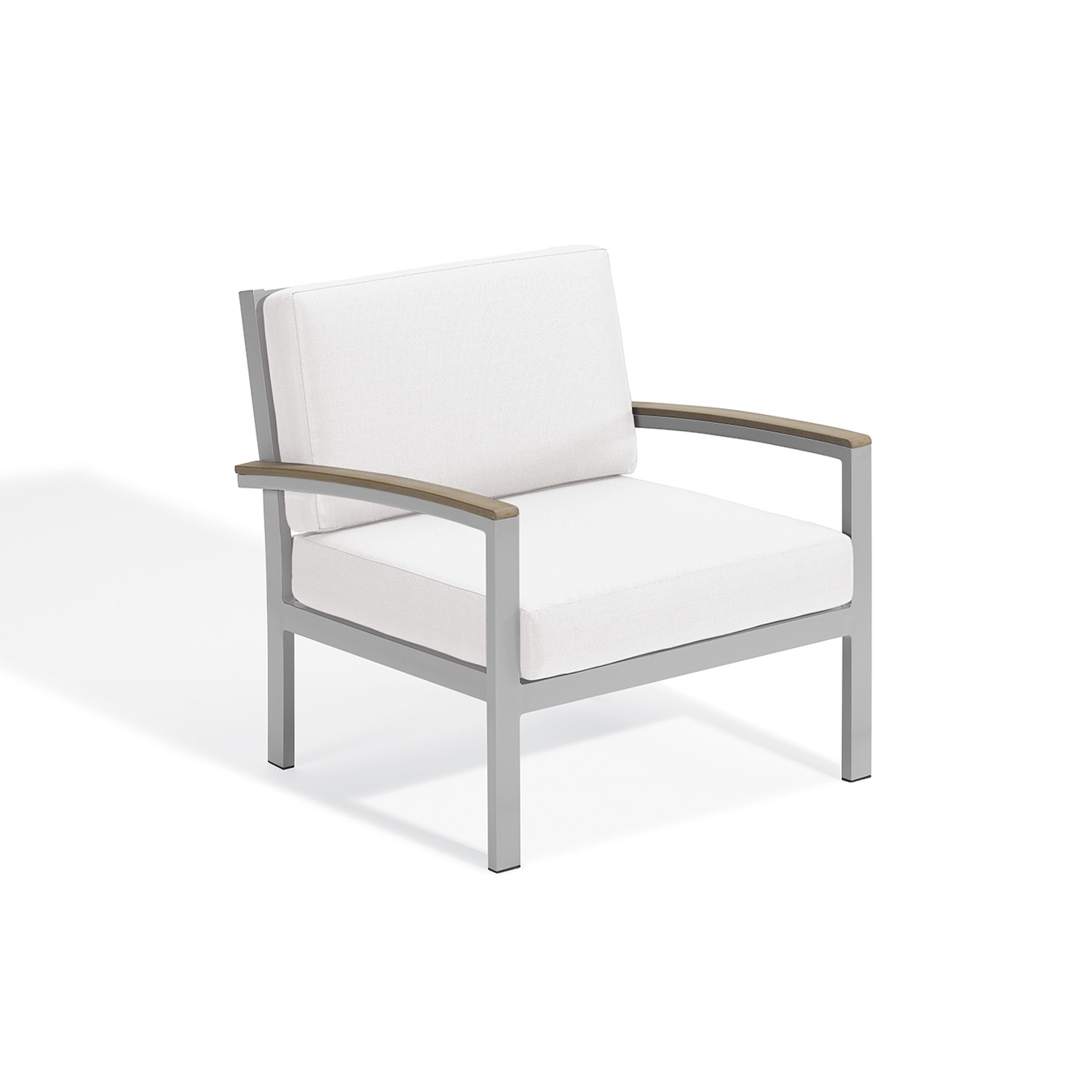 Travira Cushion Lounge Chair - Eggshell White with Natural and Flint