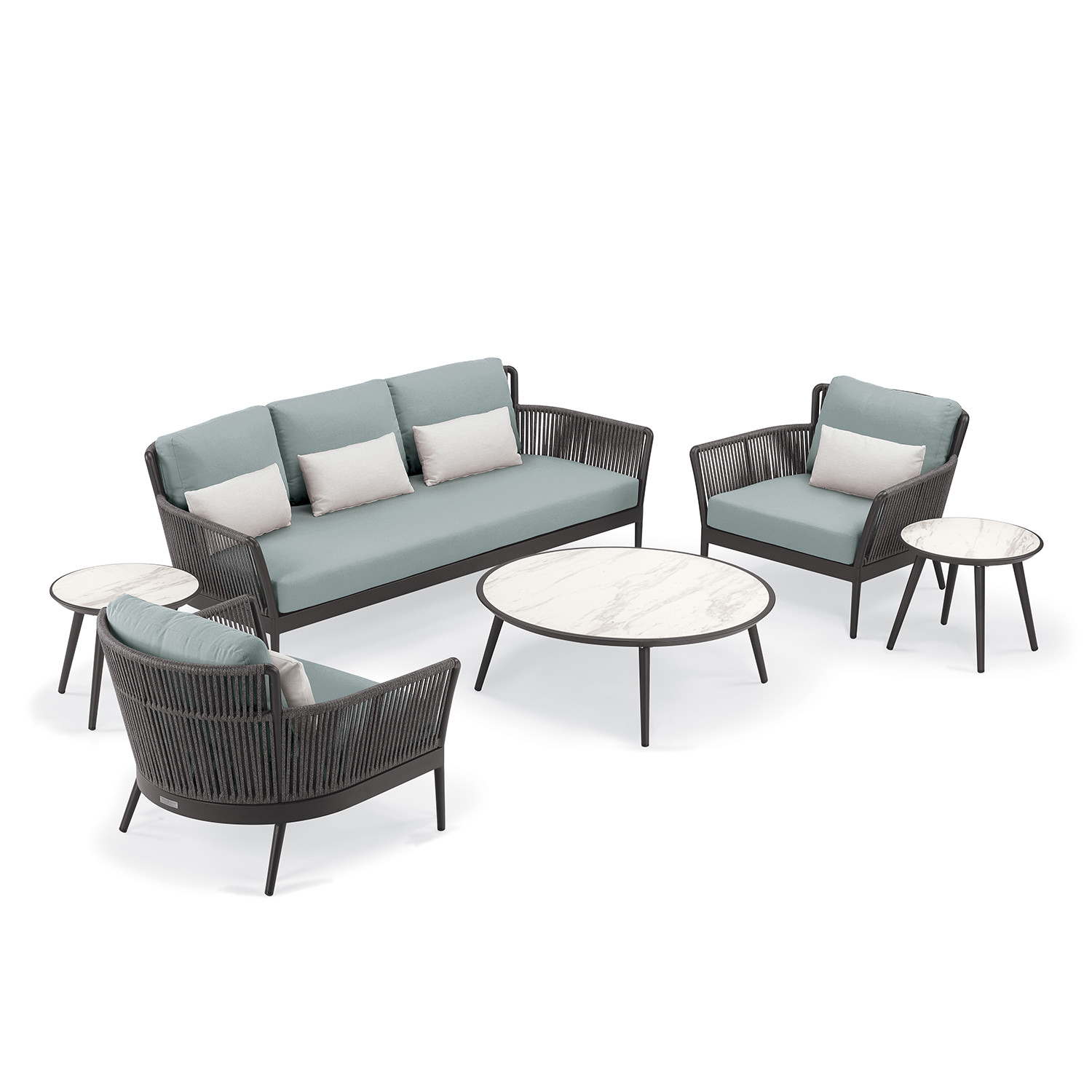 Nette 6-Piece Lounge Set - Pewter with Seafoam, Salt, Bianco, and Carbon