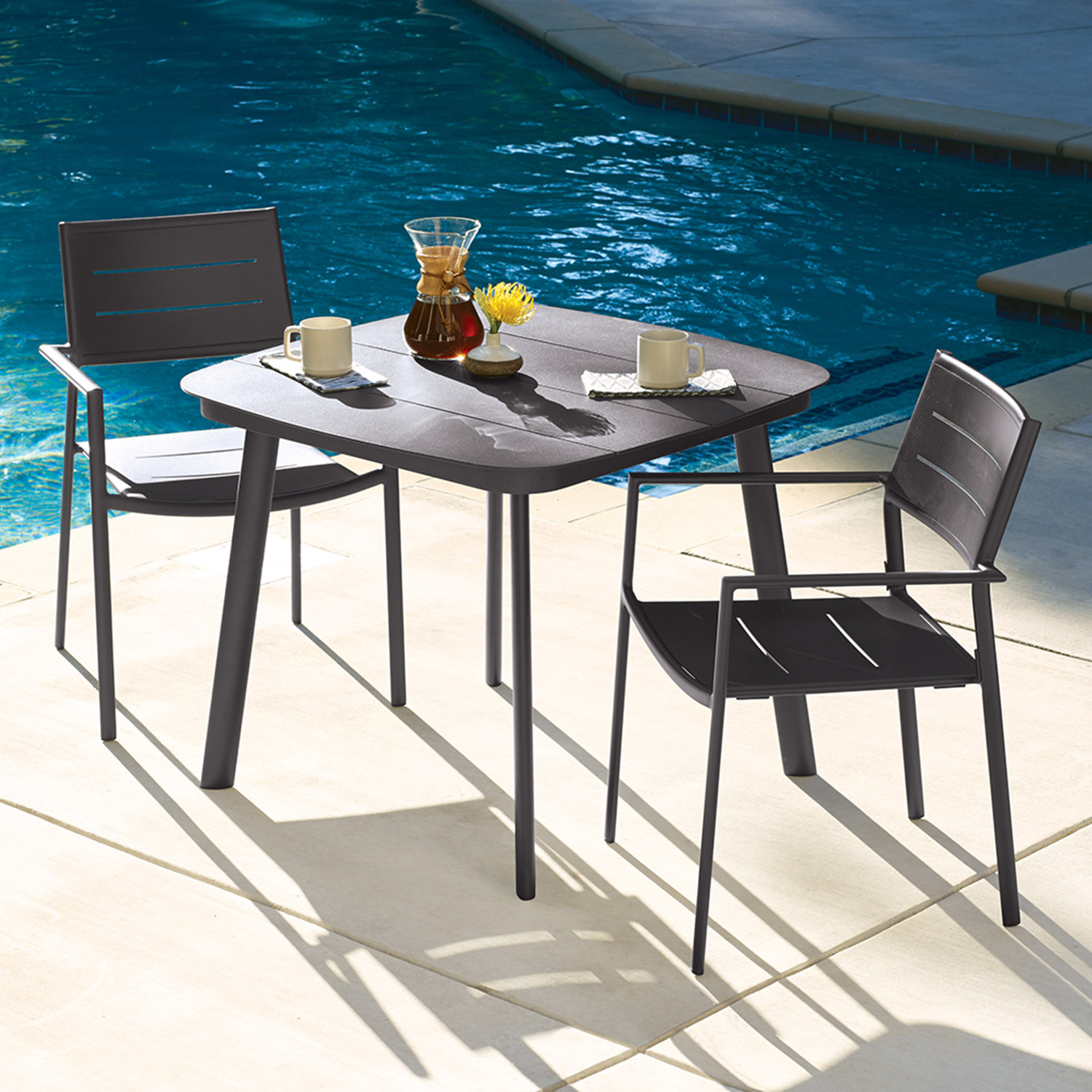 Eiland Aluminum 3-Piece Square 36" Dining Set