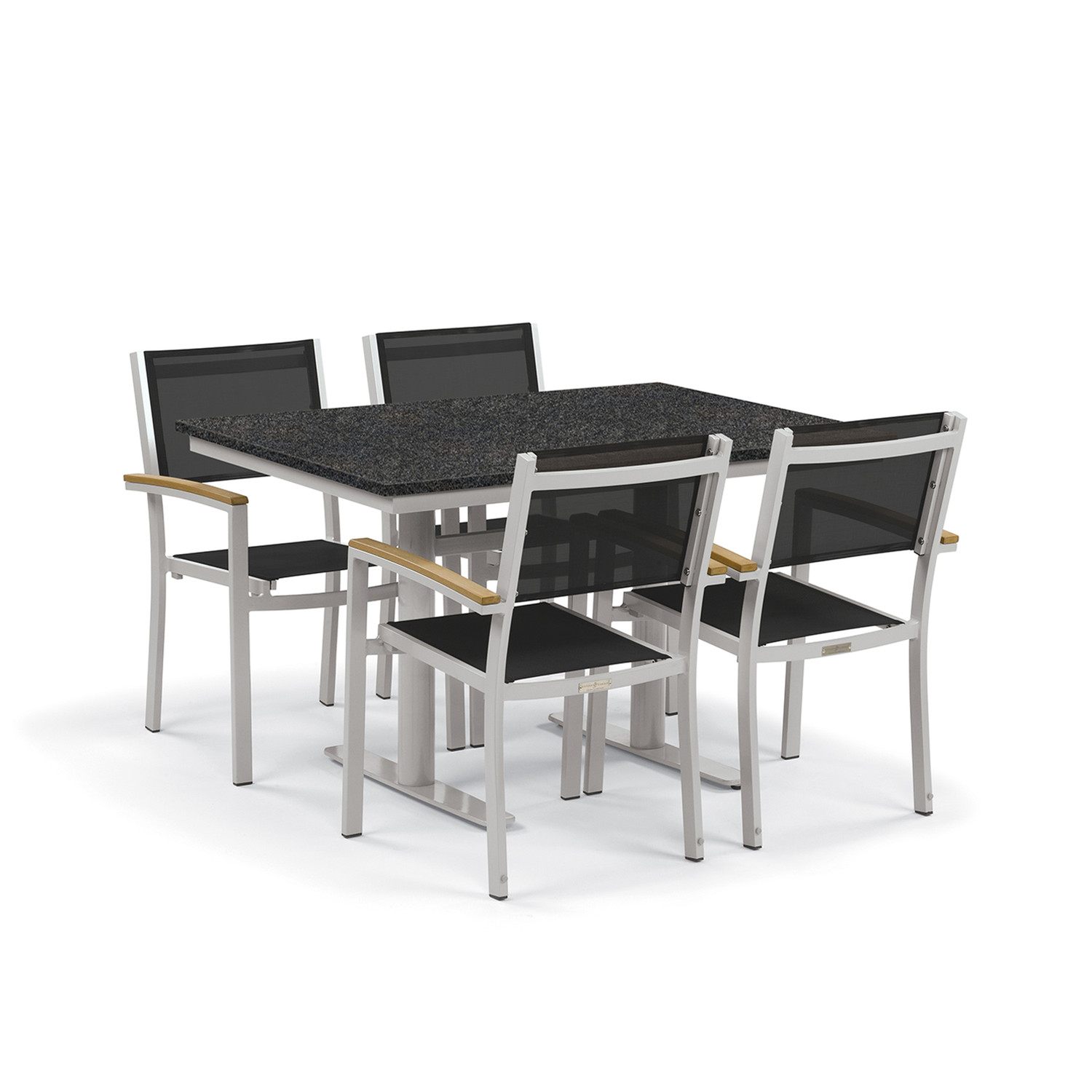 Travira 5-Piece Rectangular 34"x48" Bistro Set - Black with Charcoal, Natural and Flint