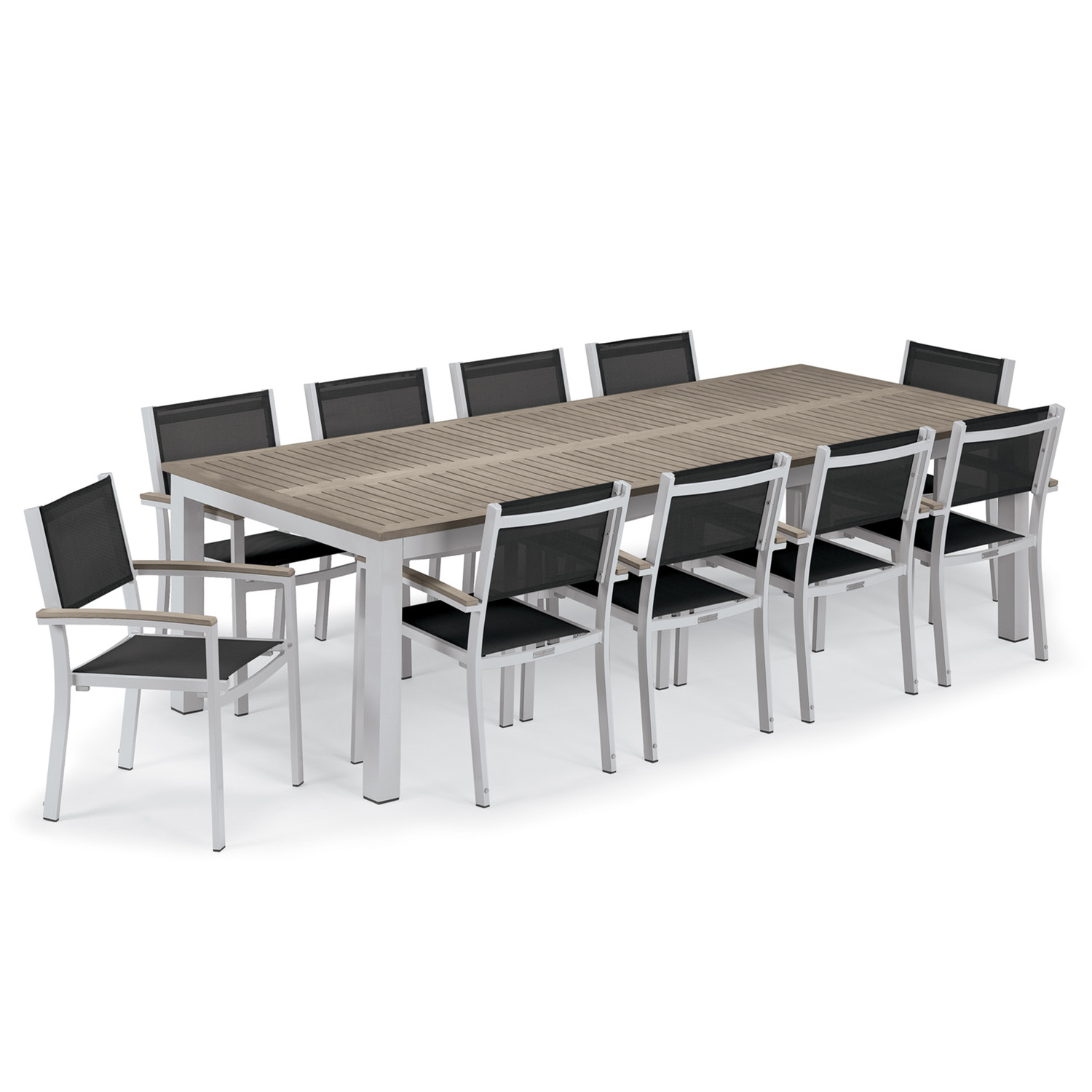 Travira 11-Piece Rectangular 103" Dining Set - Black with Vintage and Flint