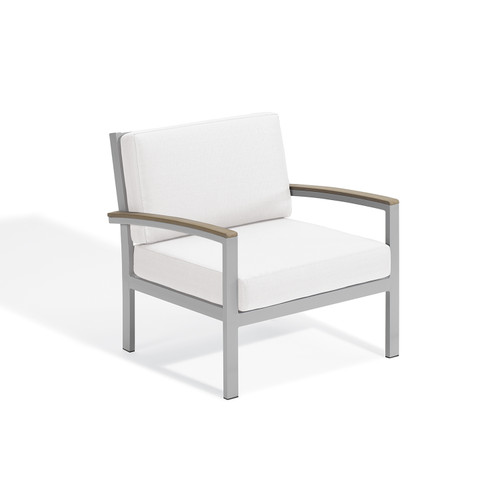 Travira Cushion Lounge Chair - Eggshell White with Natural and Flint