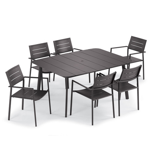 Eiland 7-Piece Rectangular 63" Dining Set - Carbon