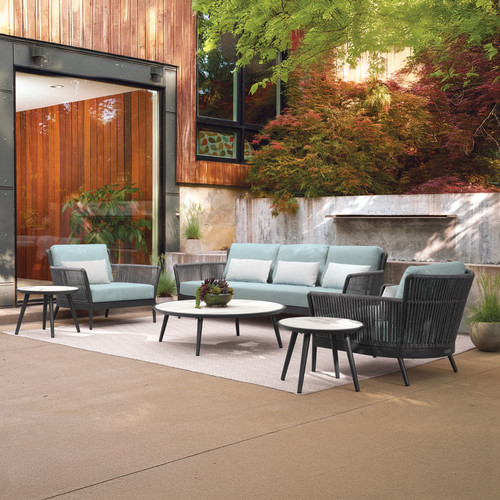 Nette 6-Piece Lounge Set - Pewter with Seafoam, Salt, Bianco, and Carbon