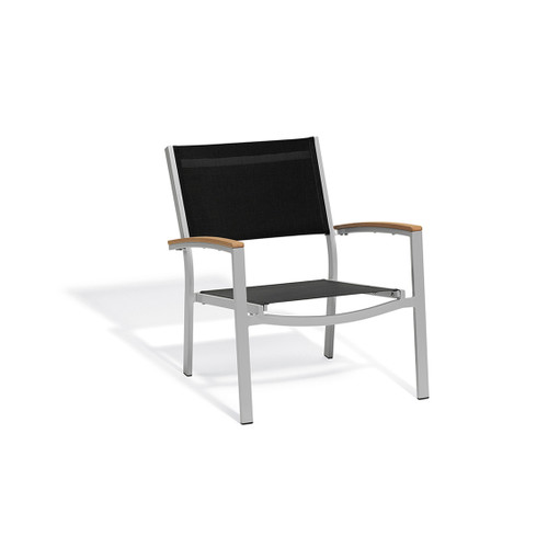 Travira Sling Lounge Chair - Black with Natural and Flint