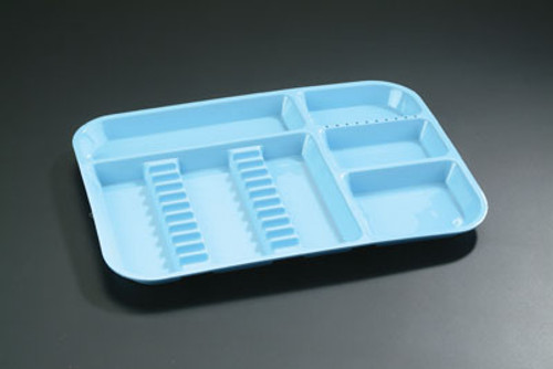 Plasdent Flat Tray Size F Mini Neon Blue Plastic 9 5/8 x 6 7/8 - 300FMS-2N