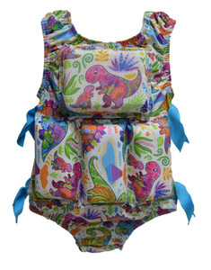 Floaty Suit Girls Flotation Swimsuit - White Dinoland - Small Only Floaty Suit Girls Flotation Swimsuit - White Dinoland - Small Only
