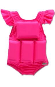 My Pool Pal Girls Flotation Swimsuit - Hot Pink Princess Sleeve