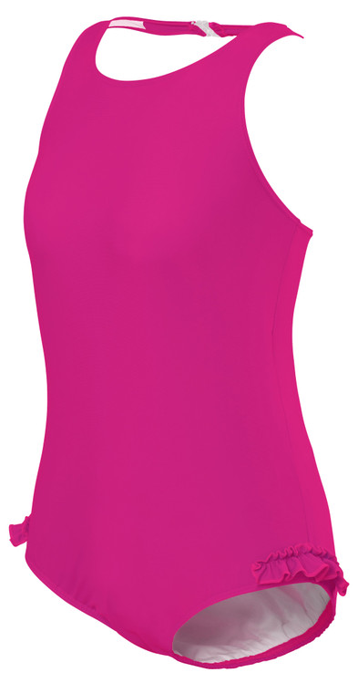 Kes-Vir Girls Incontinence One Piece Halterneck Swimsuit w/Built-in Swim Diaper - Pink