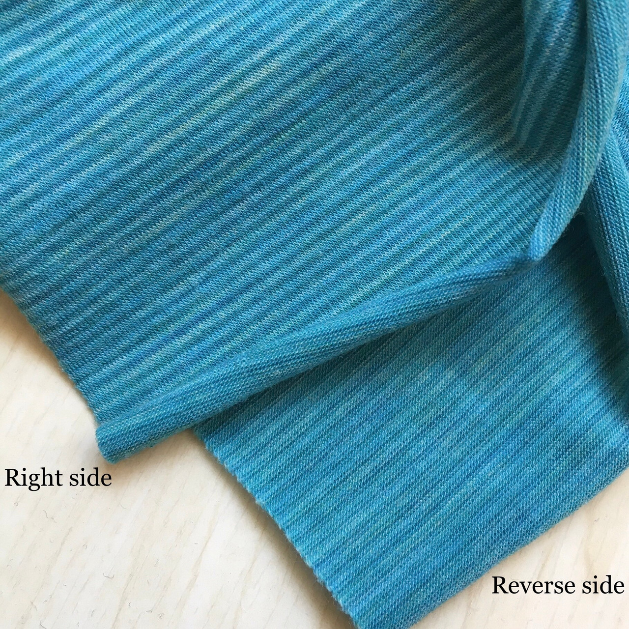 Merino wool stretch jersey lagoon stripe 148gsm, by metre