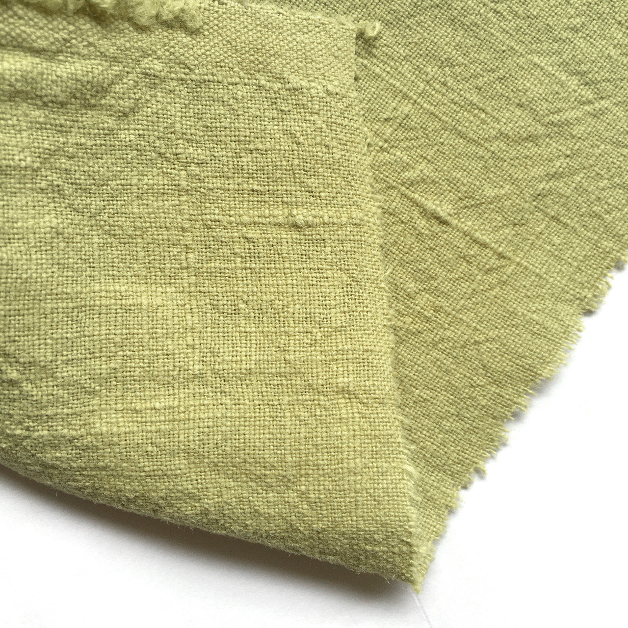 256gsm light chartreuse stone-washed linen cotton, by metre