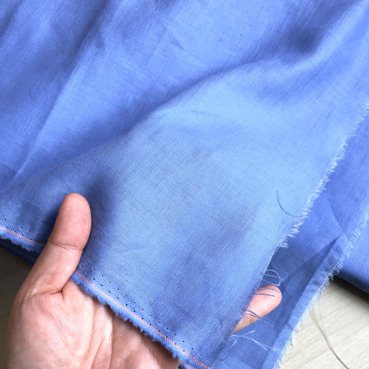 Periwinkle Linen 134gsm periwinkle blue linen cotton, by metre - WiththeWeave