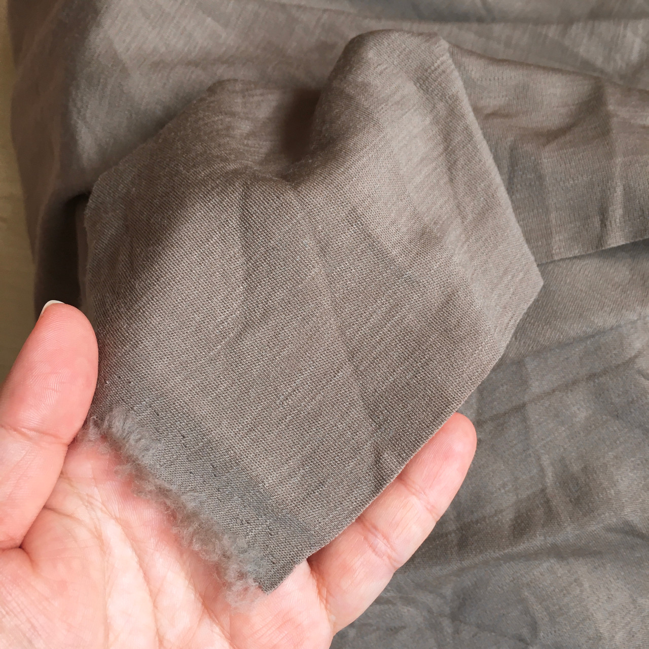 Merino wool blend stretch double knit khaki brown 260gsm, last