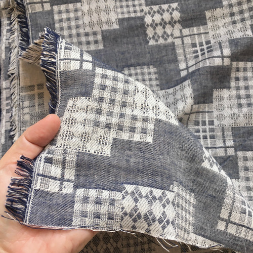 169gsm jacquard patches cotton linen, by metre