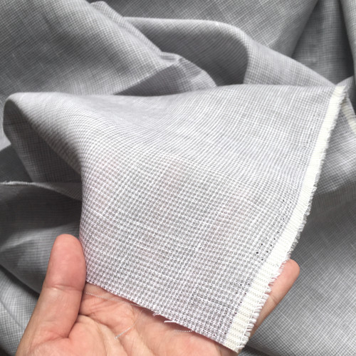 141gsm grey micro houndstooth linen, by metre