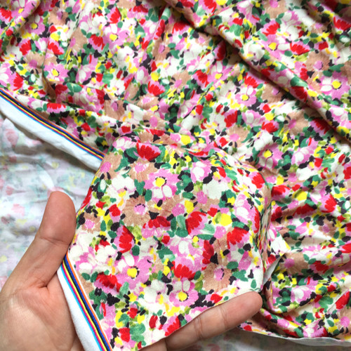 Viscose stretch jersey brushstroke florets 193gsm, by metre