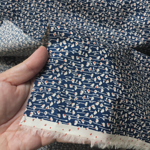 111gsm greyish blue print poplin, last 1.55m