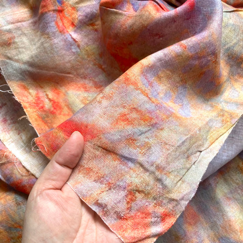 150gsm golden hour print linen, last 1m