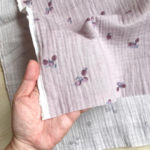 111gsm dusty plums double gauze, last 1.8m