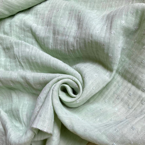 108gsm swiss dot green double gauze, by metre