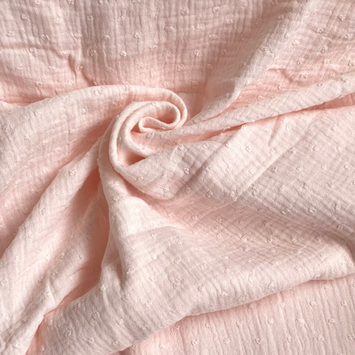 129gsm swiss dot peach double gauze, by metre