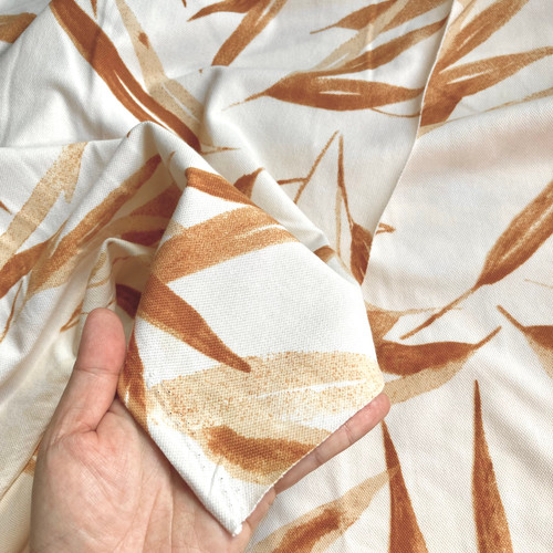Bamboo print cotton pique 213gsm, by metre