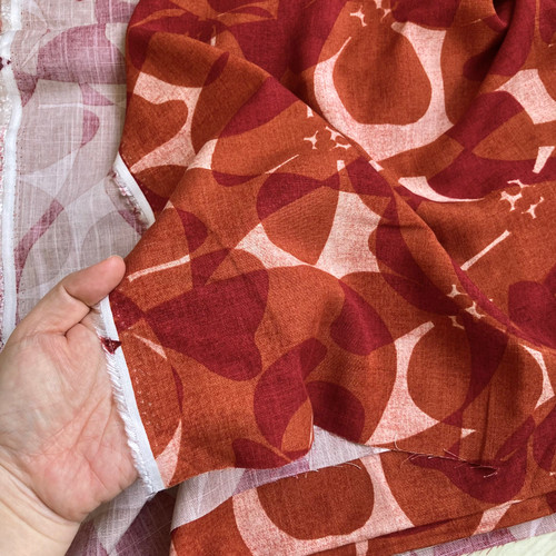 138gsm carnelian abstract lyocell ramie, by metre