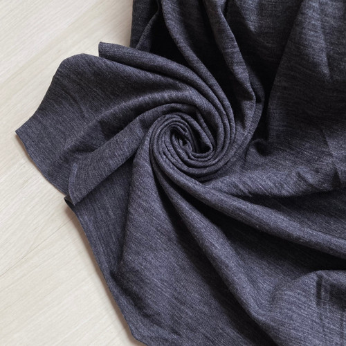 Merino wool stretch jersey heather charcoal 148gsm, by metre