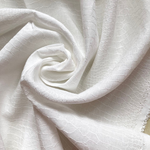 146gsm white jacquard ramie blend, by metre