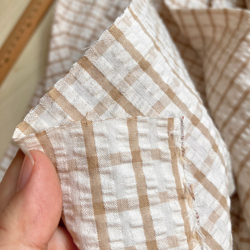 142gsm checked cotton seersucker, by metre