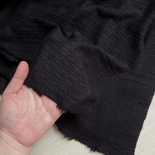 Pointelle sweater knit black 180gsm, by metre