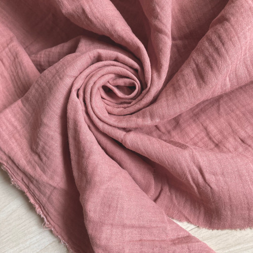 116gsm rose clay crinkle double gauze, by metre