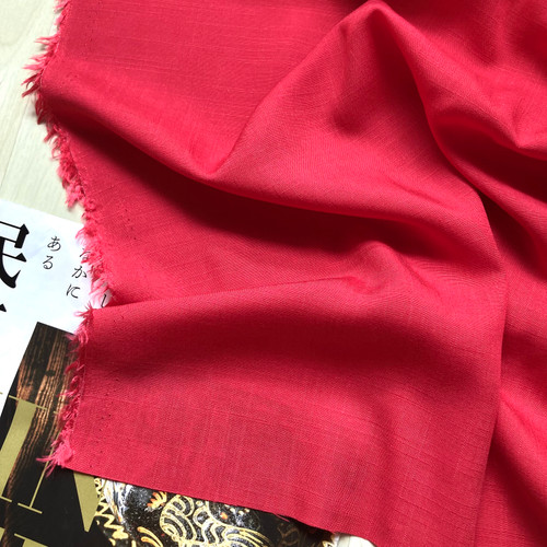 132gsm red rayon linen challis, by metre