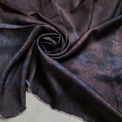 PREVIEW 149gsm marbled brown viscose matte satin, by metre