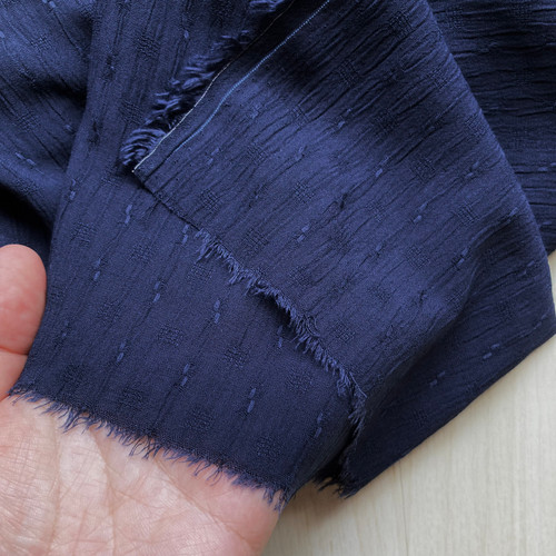 PREVIEW 128gsm navy dobby viscose crinkled crepe, by metre