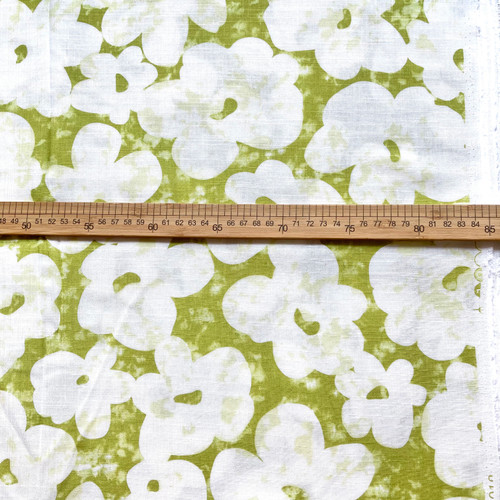 145gsm chartreuse floral rayon linen challis, by metre