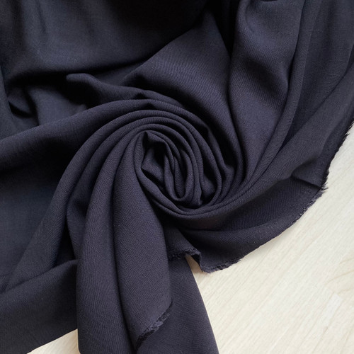 145gsm black rayon linen challis, by metre