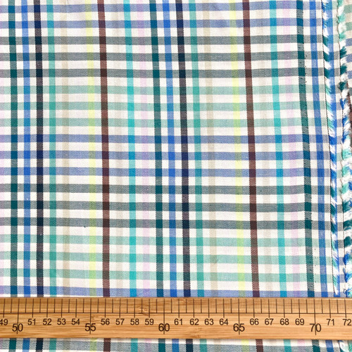 PREVIEW 110gsm blue multi plaid cotton twill, by metre