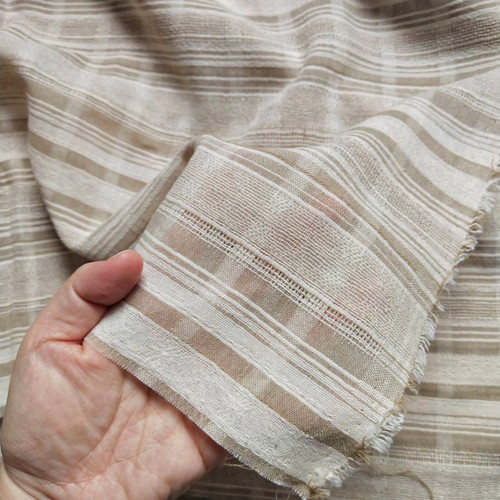 122gsm jacquard khaki linen cotton, by metre