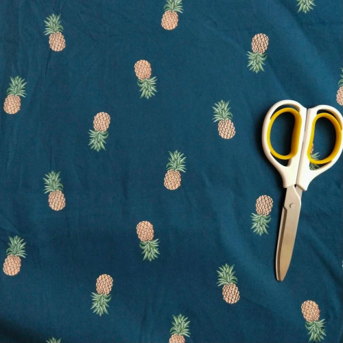127gsm teal pineapple cotton, by piece