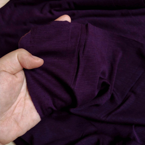 Dark purple mercerised long staple cotton interlock (soft-type) 140gsm, by metre