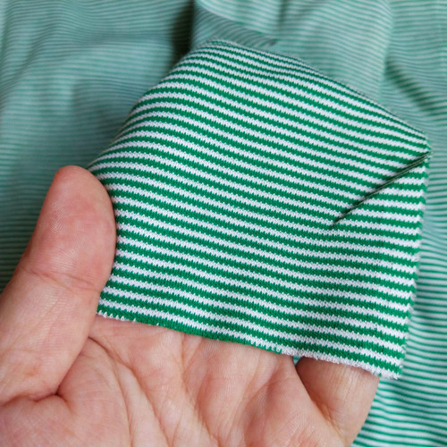 Green stripe mercerised long staple cotton interlock (soft-type) 181gsm, last 1.1m